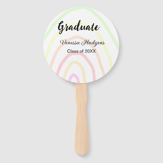 Abanico Colorida graduación del boho arcoiris agregar nomb (Anverso)