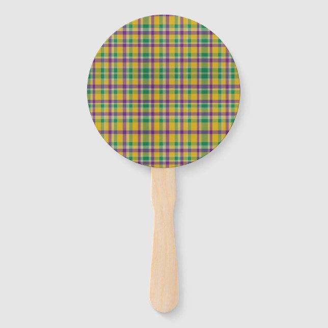 Abanico Colorido Mardi Gras gingham con estampado (Anverso)