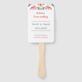 Abanico colorido programa de boda floral personalizada