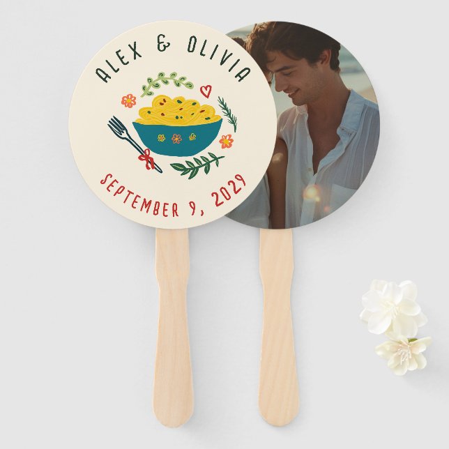 Abanico Comida Italiana That's Amore BODA PERSONALIZADA  (Anverso y reverso)