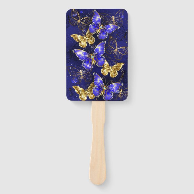 Abanico Composición con mariposas de zafiro (Anverso)