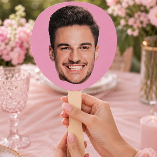 Abanico con Cara en Mano   Rosa Personalizado para