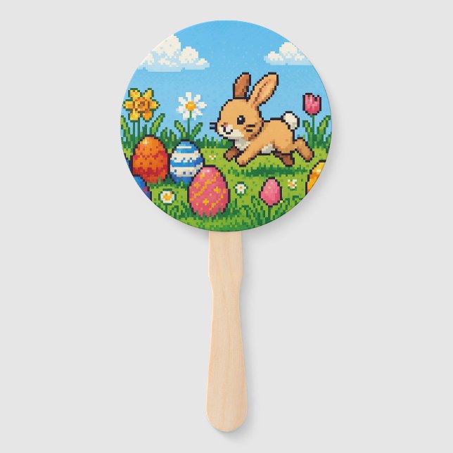 Abanico Conejo de Pascua lindo de 8 bits (Anverso)