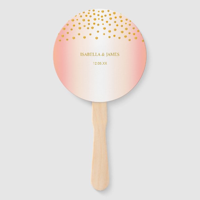 Abanico Confeti dorado sobre rosa oro (Anverso)
