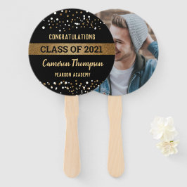 Abanico Confetti Gold Black Class de 2021 Graduate Photo