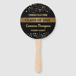 Abanico Confetti Gold Black Class de 2021 Graduate Photo