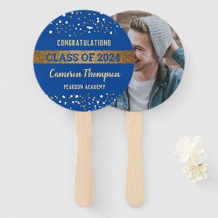 Abanico Confetti Gold Blue Class de 2024 Graduate Photo