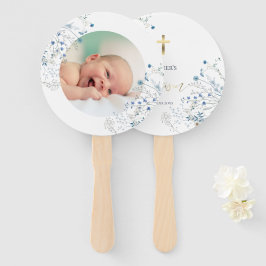 Abanico conjunto de diez flores silvestres azules Bautismo