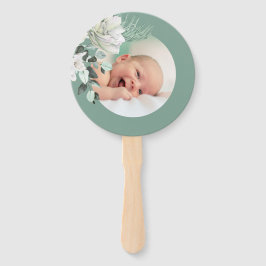 Abanico conjunto de diez ramos blancos verdes Bautismo