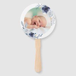 Abanico conjunto de diez rosas azul acuarela Bautismo