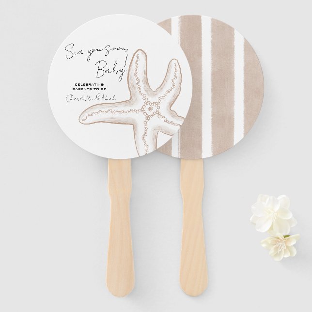 Abanico Conjunto de ventiladores para baby shower Sea You  (Anverso y reverso)
