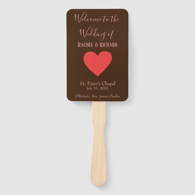 Abanico Corazón de Bonito rosa y marrón (Anverso)