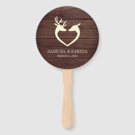 Abanico Corazón de Ciervo Elegante Boda de Madera Rústica