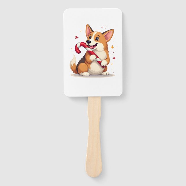 Abanico Corgi Candy Cane Joy (Anverso)