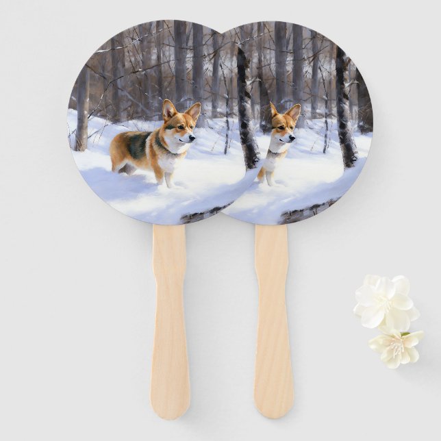 Abanico Corgi Let It Snow Navidades (Anverso y reverso)
