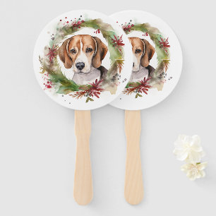 Abanico Corona de Navidad de Beagle Perro Festivo