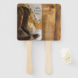 Abanico Cowboy Boots and Lace Western Wedding Program