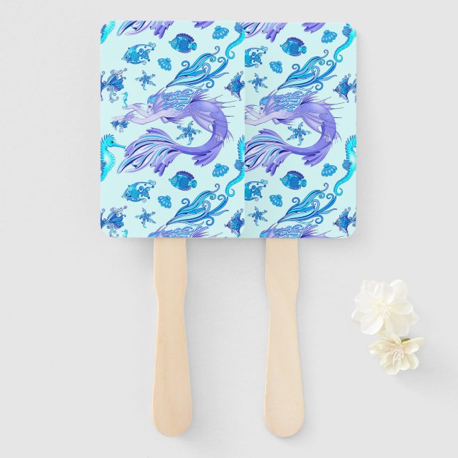 Abanico Creatividad de hadas púrpura de Sirena (Anverso y reverso)