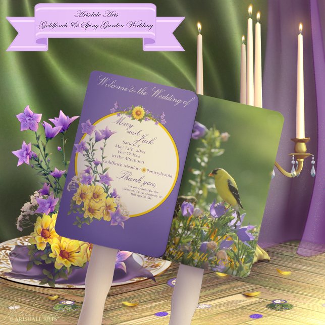 Abanico Crema de colección Spring Garden (Spring into your wedding with Arisdale Arts Goldfinch Garden and Spring Garden Collection set.)