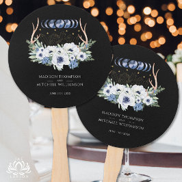 Abanico Cristales de Luna Flores Boho Metafísico Boda 