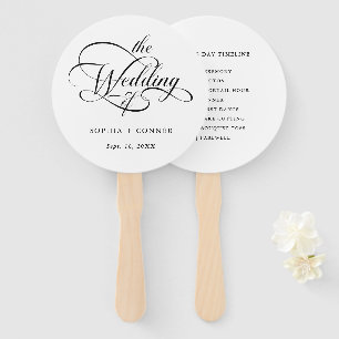 Abanico Cronología de Boda con Letra Elegante y Delicada