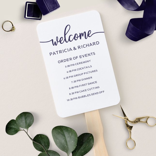 Abanico Cronología de eventos de boda Chic Azul Marino (Subido por el creador)