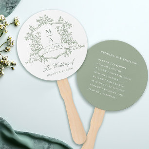 Abanico Cronología de la boda de la cresta verde salvia cl