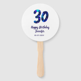 Abanico cumpleaños 30 añadir nombre fecha año azul destell