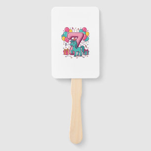 Abanico Cumpleaños 7 del caballo Diseño de pony lindo vect