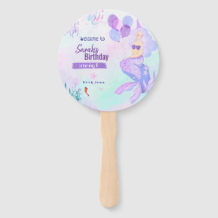 Abanico cumpleaños de niña con tema personalizado de siren