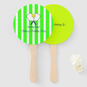 Abanico Cumpleaños de Pickleball Verde Neón y Amarillo Ópt