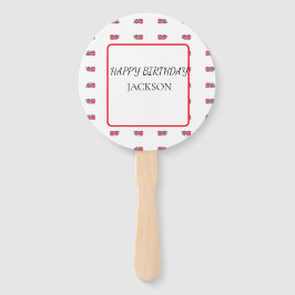 Abanico Cumpleaños del Camión Blanco y Rojo