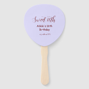Abanico Cumpleaños dulce 16 nombre retro morado pastel mau