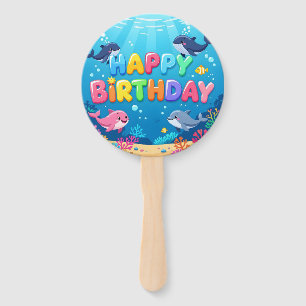 Abanico Cumpleaños feliz delfín náutico lindo