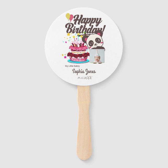 Abanico Cumpleaños feliz, mi bebé - Foto/nombre del Person (Anverso)