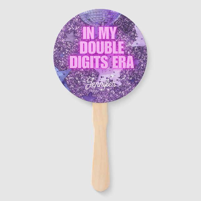 Abanico Cumpleaños Morado de Moda en Mi Era de Doble Dígit (Anverso)