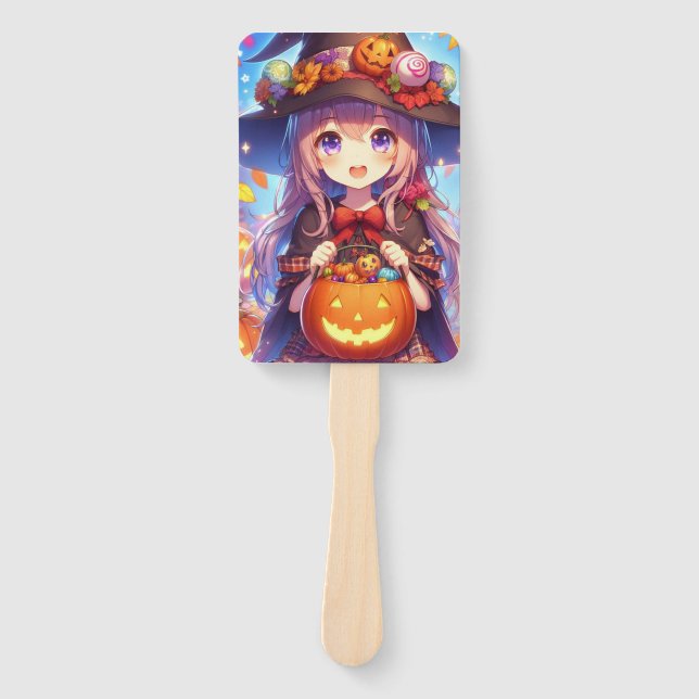 Abanico Cute Anime Halloween Witch (Anverso)