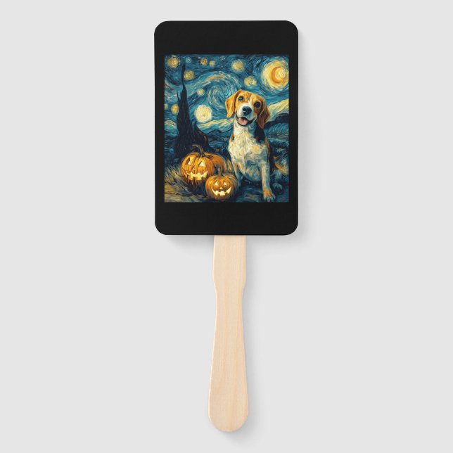 Abanico Cute beagle Dog Halloween Jack O Lantern Pumpkin F (Anverso)