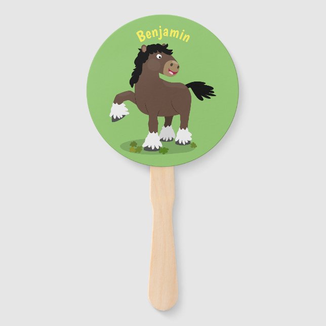 Abanico Cute Clydesdale personalizado de caballo ilustraci (Anverso)