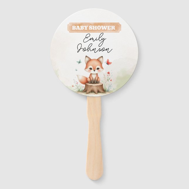 Abanico Cute fox baby shower  (Anverso)
