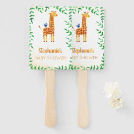 Abanico Cute Giraffe y Bird Baby Shower