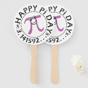 Abanico Cute Happy Pi Day © Pi Symbol Hand Fan