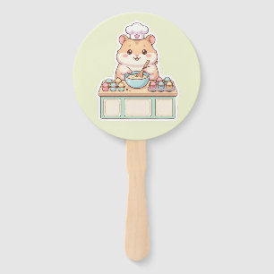 Abanico Cute Kawaii Chef Hámster Horneando Cupcakes Pastel