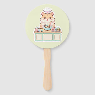 Abanico Cute Kawaii Chef Hámster Horneando Cupcakes Pastel