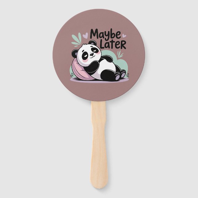 Abanico Cute Lazy Panda – “Maybe Later” Relaxing Panda (Anverso)