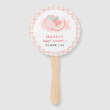 Cute Sweet Pink Gingham Peach Baby Shower