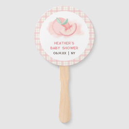Abanico Cute Sweet Pink Gingham Peach Baby Shower