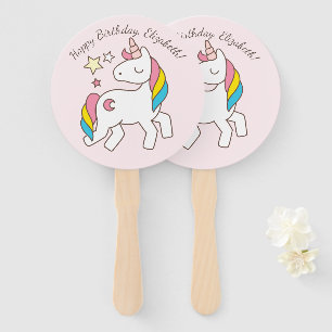 Abanico Cute unicornio con estrellas banales cumpleaños