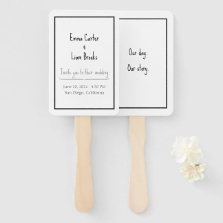 Abanico de boda minimalista moderno de doble cara