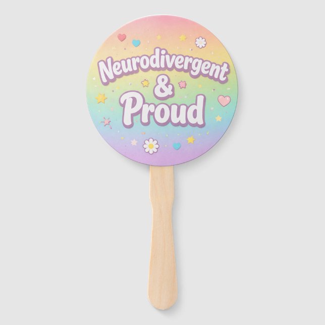 Abanico de fiesta Pastel Neurodivergente y Orgullo (Anverso)